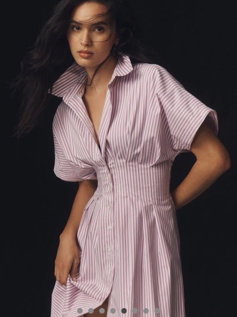 Anthropologie The Tobie Shirt Dress by Exquise Purple Stripe Maxi Size XL NWT - Picture 3 of 9
